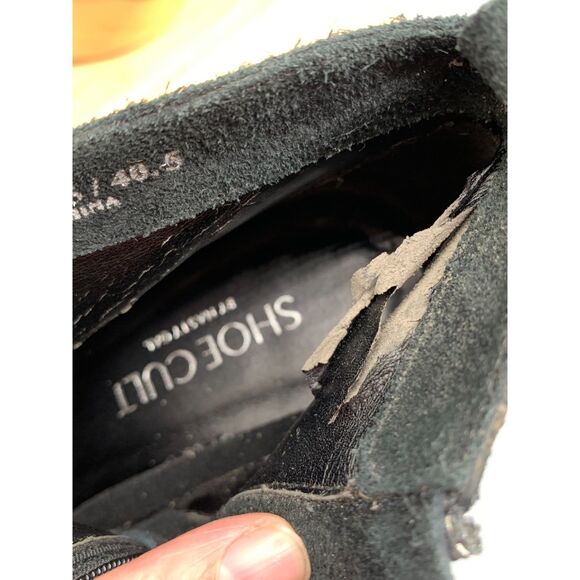 NASTY GAL 9.5 WOMENS SHOE CULT PLATFORM BLACK SUEDE WOOD HEEL - Picture 8 of 12